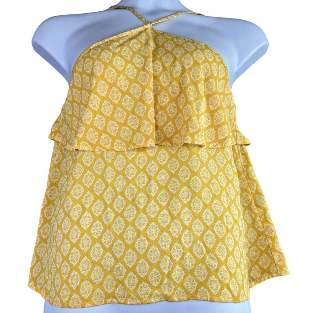 Lily White Womens M Baby Doll Halter Sleeveless Yellow Cream Beach Boho Festival